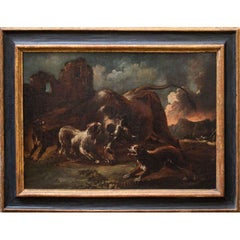 16th Century Animals Painting Oil on Canvas by Crivellino