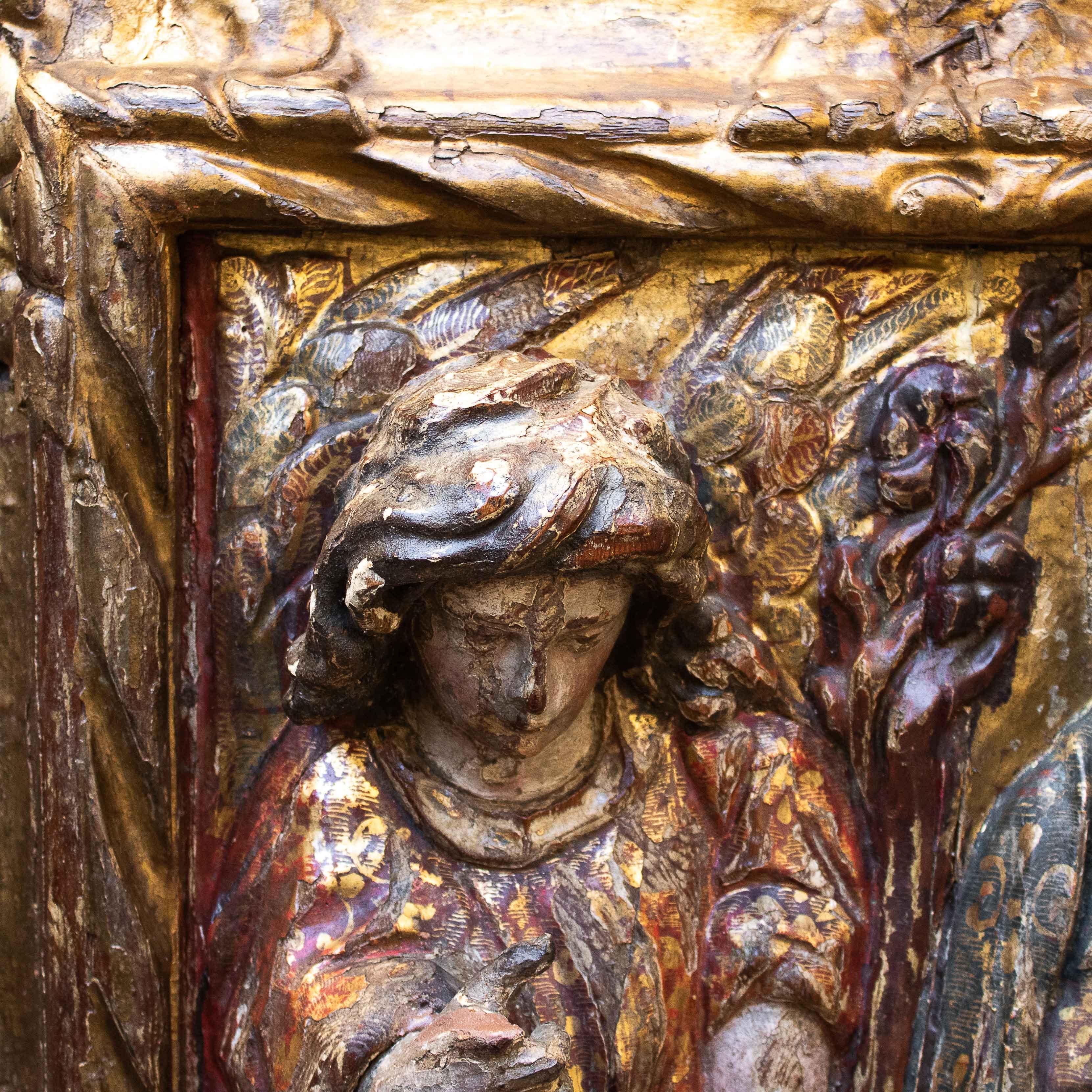 16th Century Annunciation High Relief in Wood 5