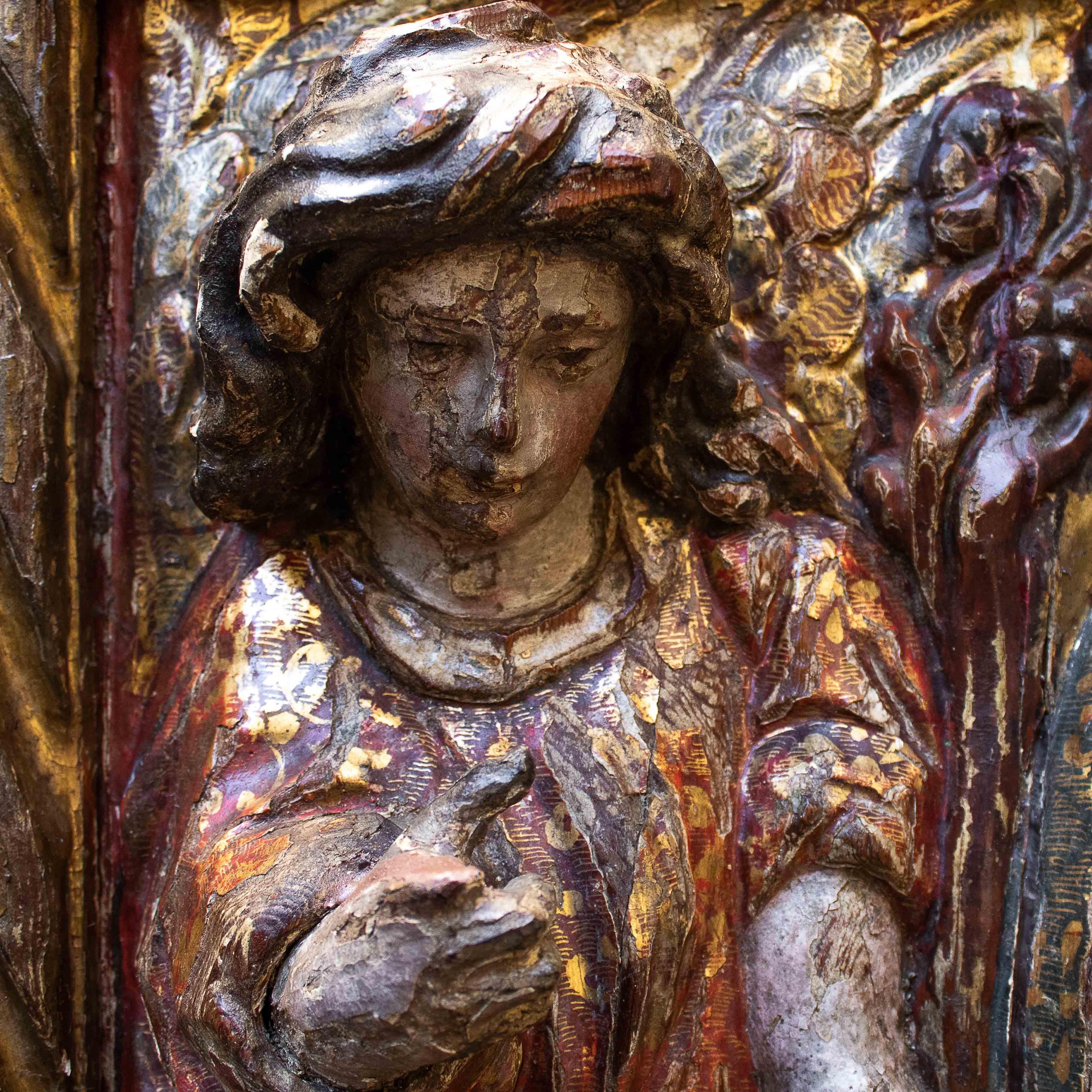 16th Century Annunciation High Relief in Wood 6