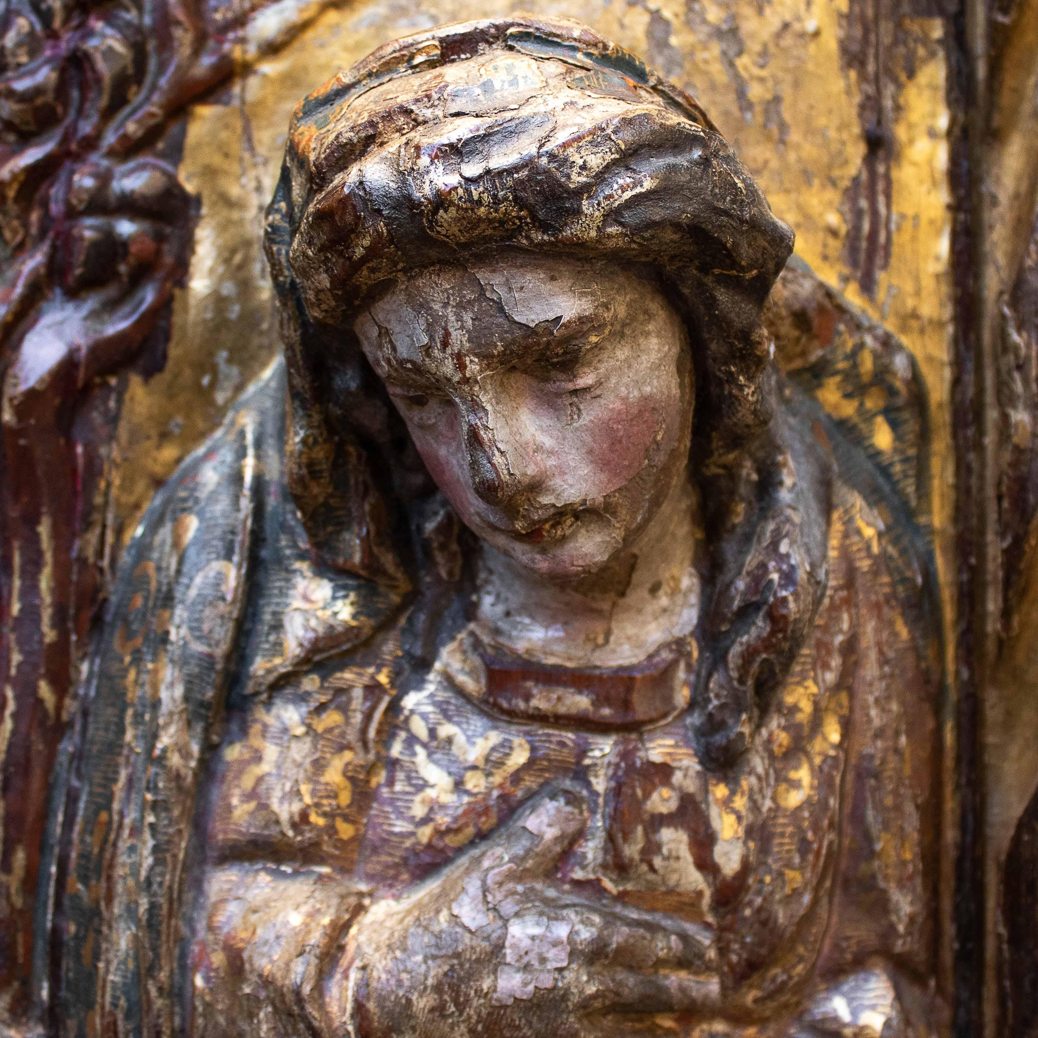 16th Century Annunciation High Relief in Wood 7