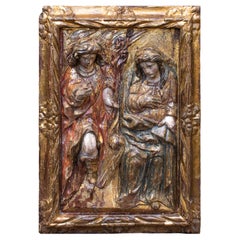 16th Century Annunciation High Relief in Wood