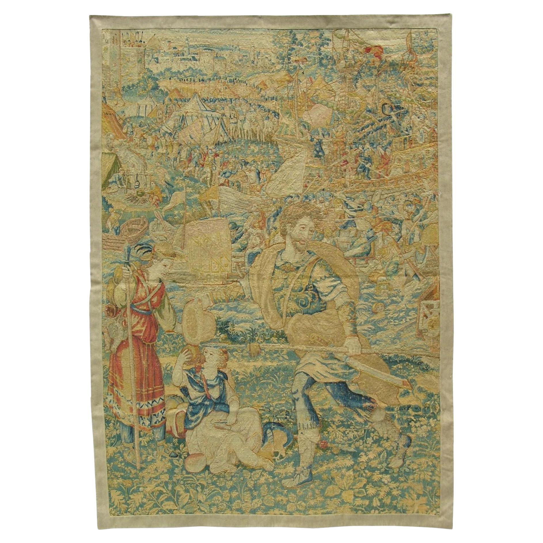 16th Century Antique Brussels Tapestry 7'4" X 5'4"