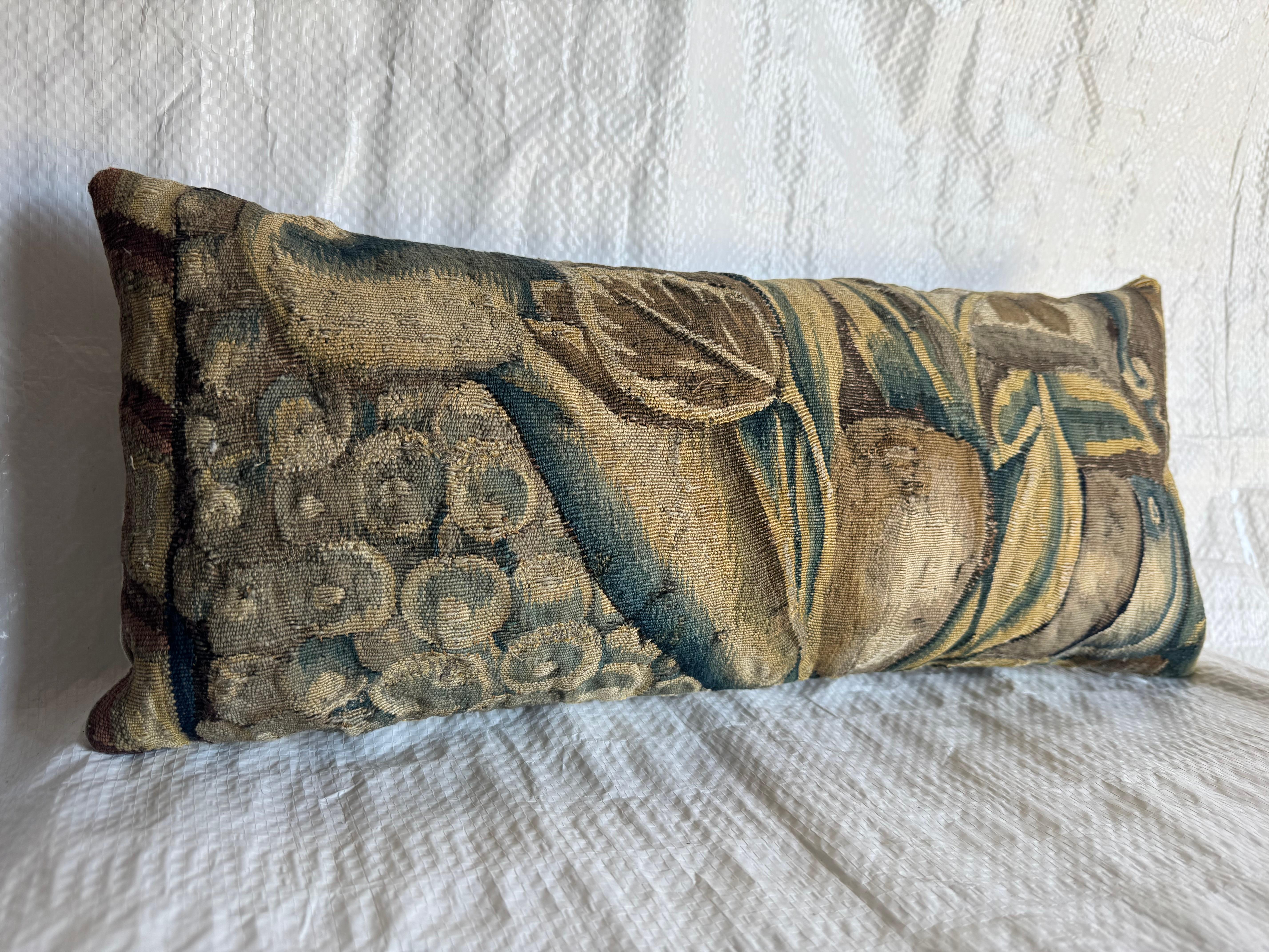 Baroque 16th Century Antique Brussels Tapestry Pillow For Sale