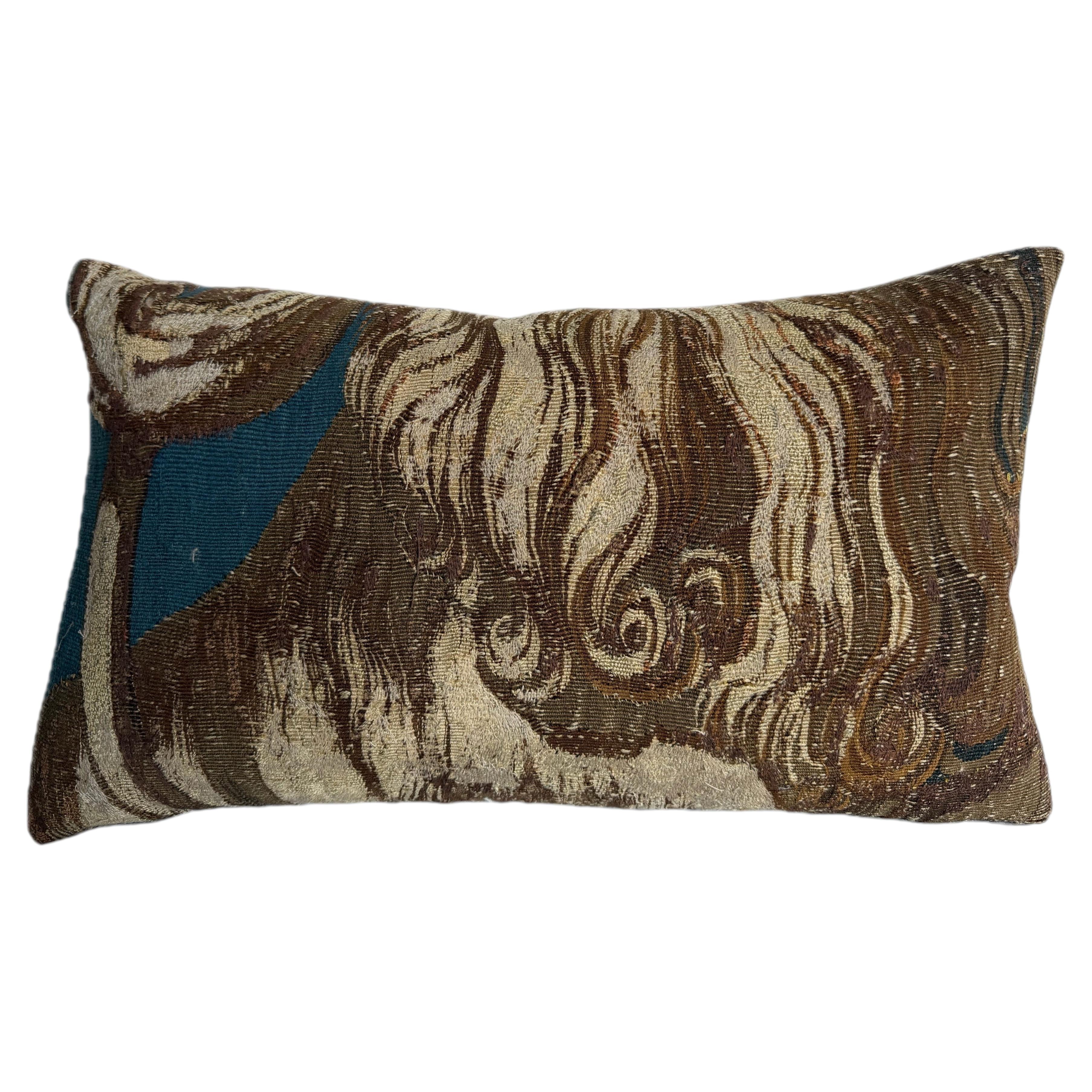 16th Century Antique Brussels Tapestry Pillow with Renaissance Pattern