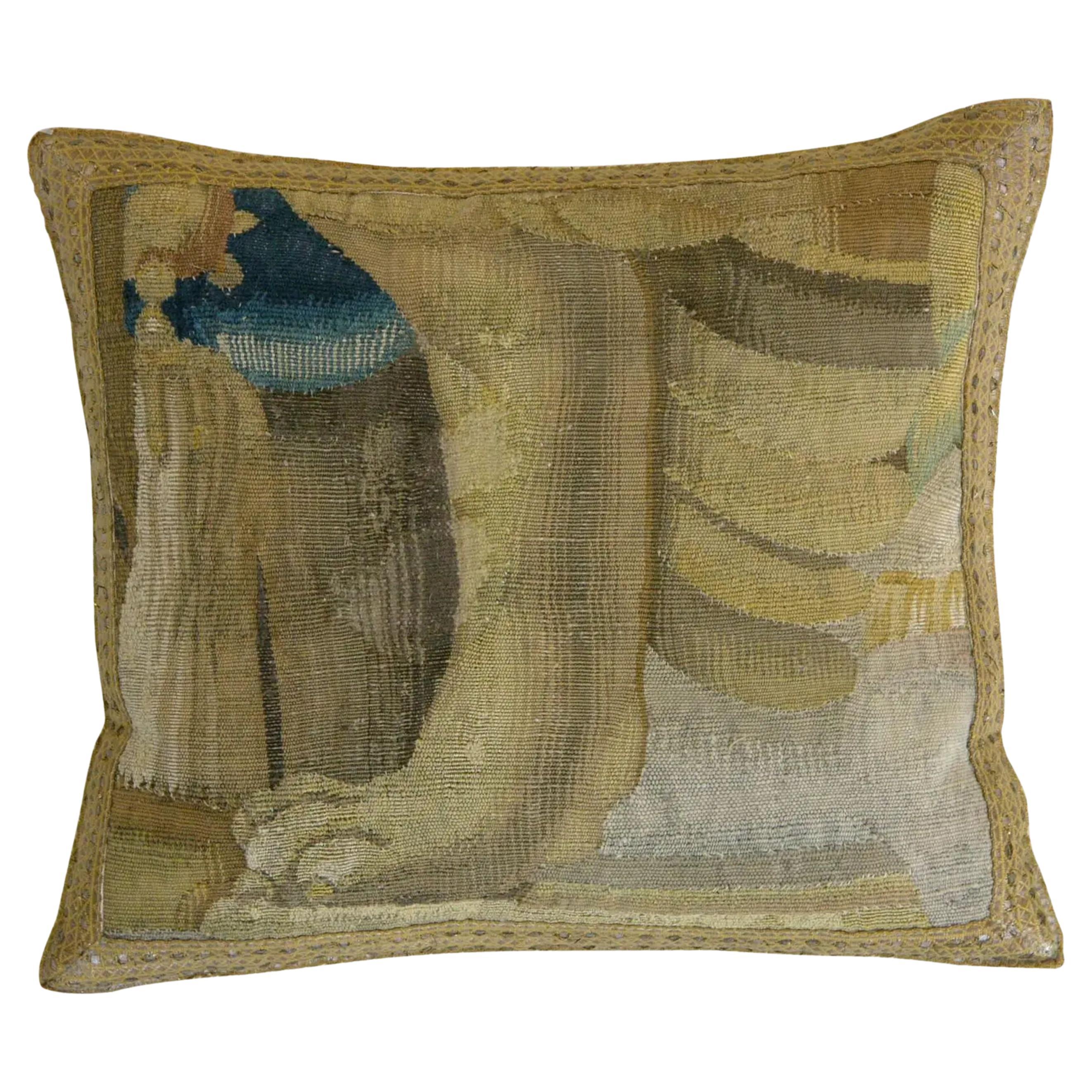 Antike Brusslls Barock-Wandteppich-Kissen aus dem 16. Jahrhundert - 17'' X 16''