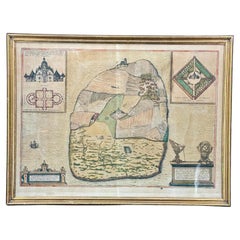 Mappa antica di Ven del XVI secolo incorniciata d'oro