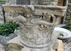 16th Century Antique Pair of Sandstone Capitals