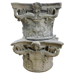 16th Century Antique Pair of Sandstone Capitals