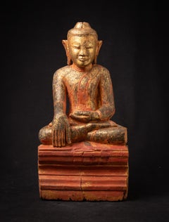 16th century Antique wooden Burmese Buddha statue from Burma