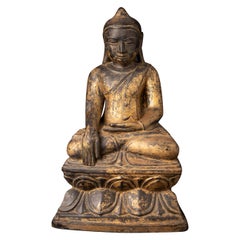 16th century Antique wooden Burmese Buddha statue from Burma