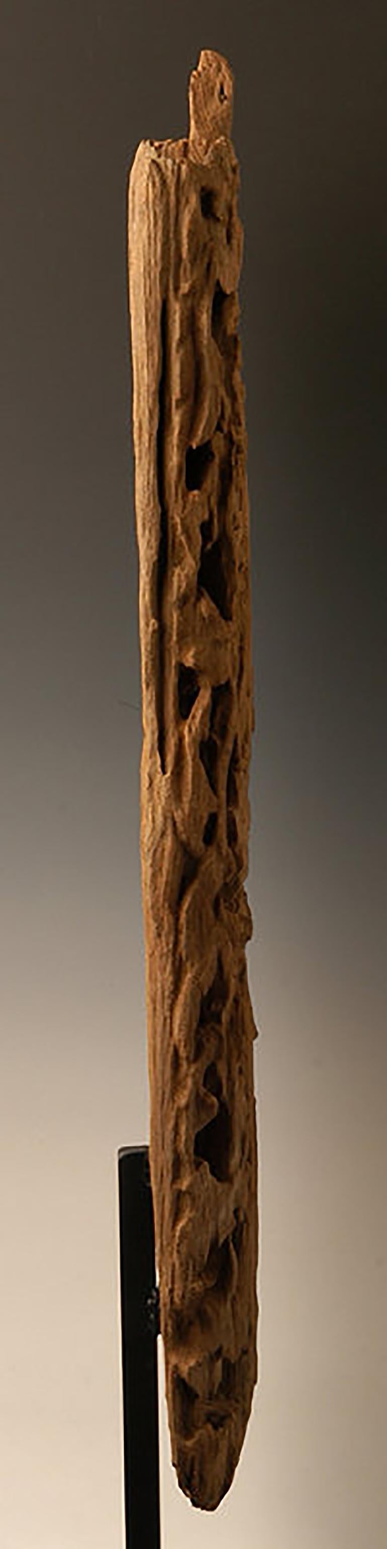 16th Century, Ava, Antique Burmese Wood Carving Panel with Flower For Sale 6