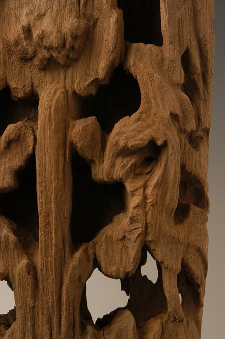 16th Century, Ava, Antique Burmese Wood Carving Panel with Flower For Sale 2