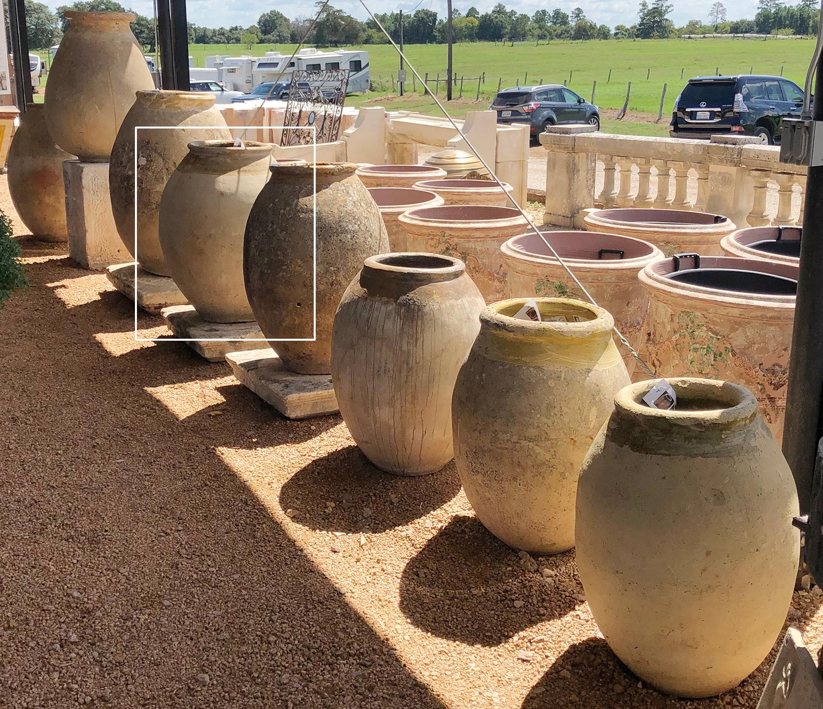 16th Century Biot Olive Oil Jar/Garden Pot Planter from Fréjus, Eight Stamps P  In Distressed Condition For Sale In Brenham, TX