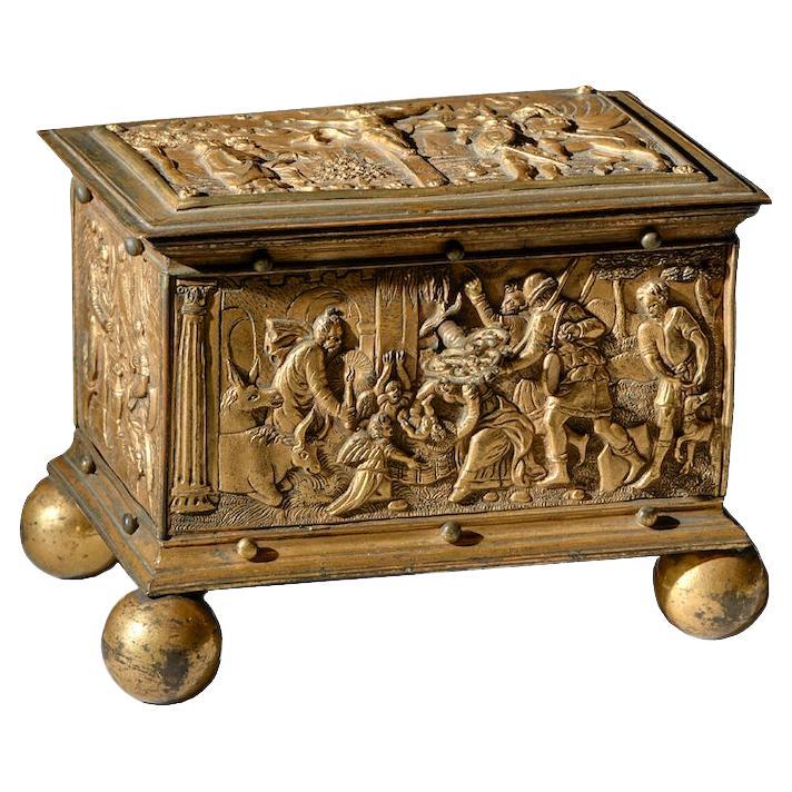 16th Century Bronze and Gilded Copper Box For Sale