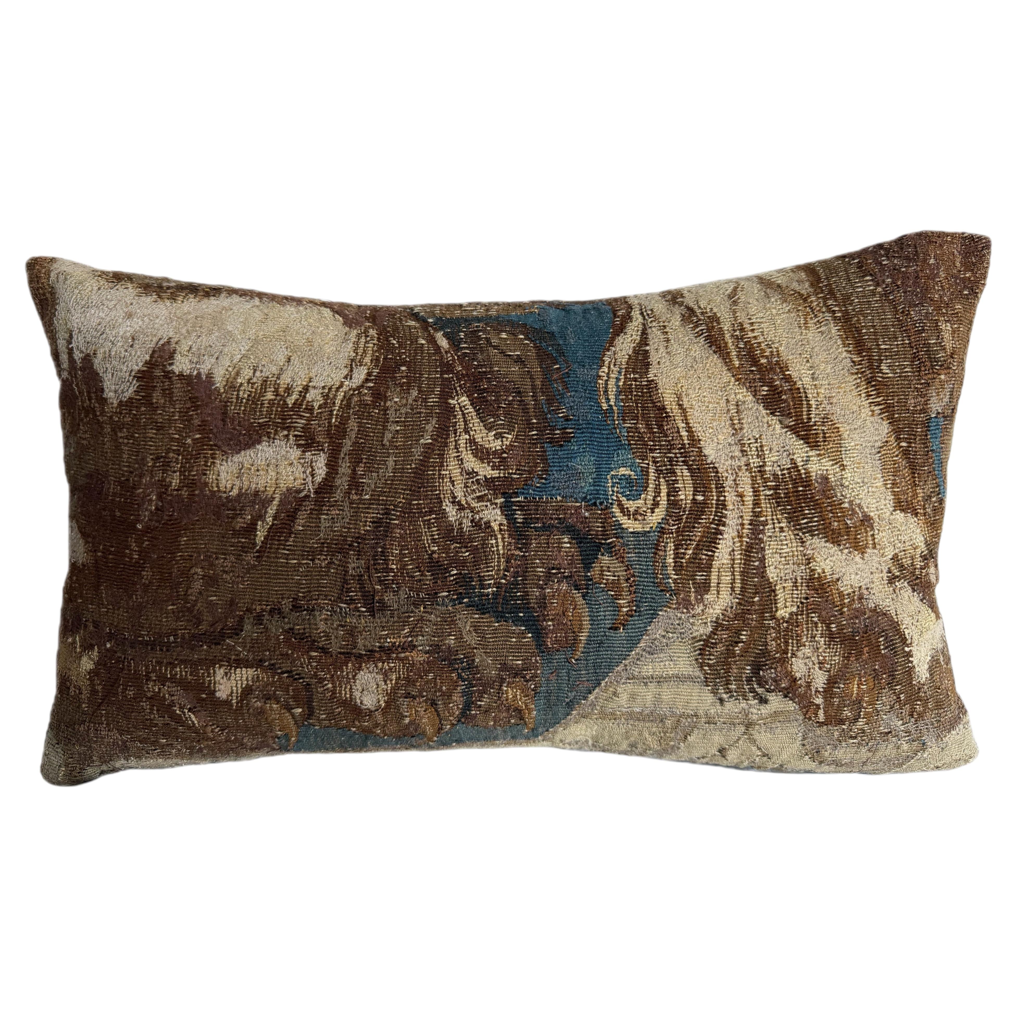 16th Century Brussels Tapestry Pillow with Flowing Renaissance Motif For Sale