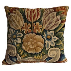16th Century Brussels Verdure and Floral Tapestry Pillow