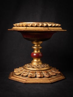 16th-century Burmese gilded wooden Buddha stand with lotus motif from Burma