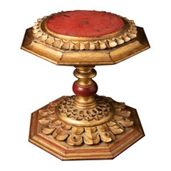 16th-century Burmese gilded wooden Buddha stand with lotus motif from Burma