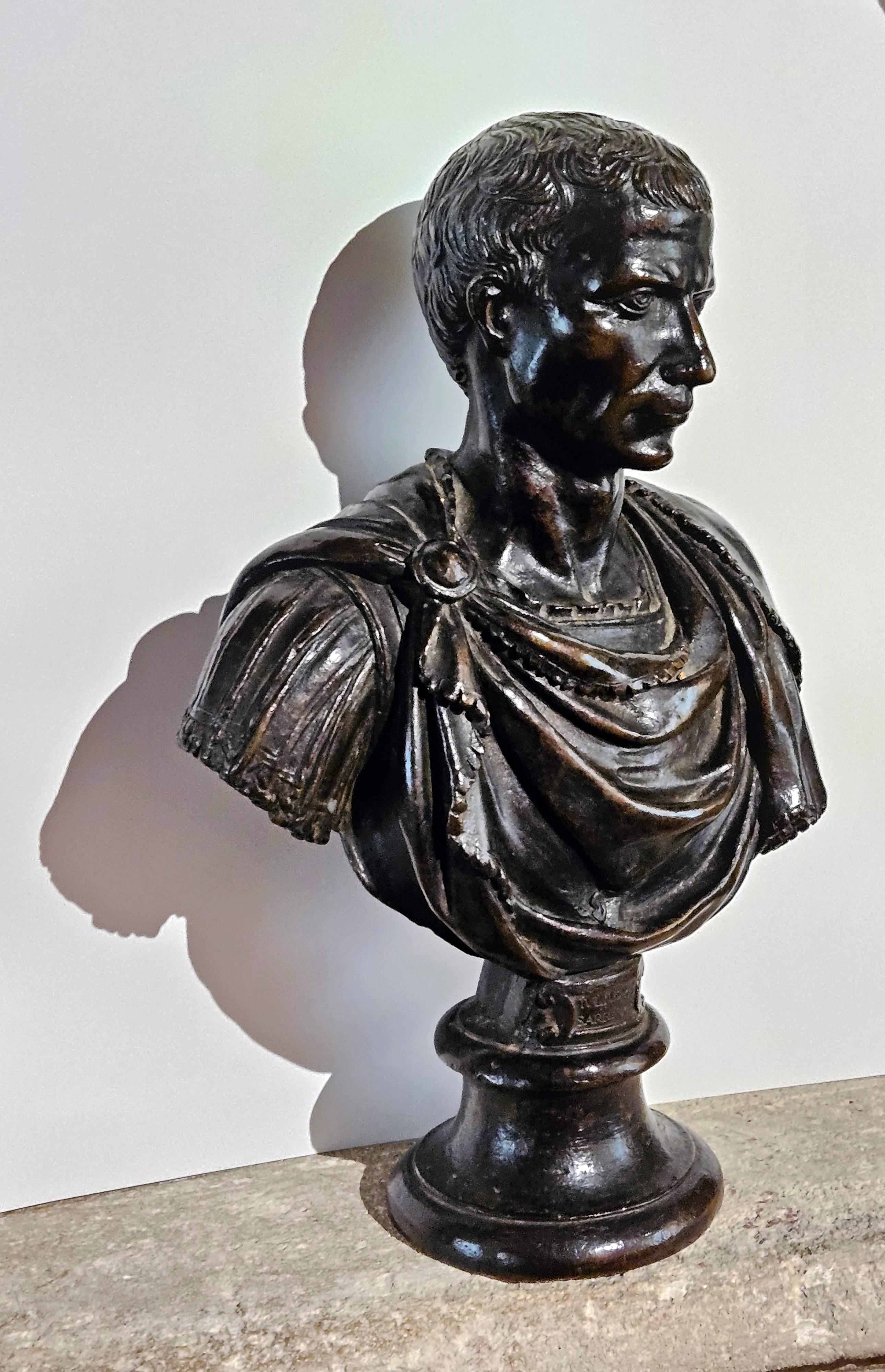 Bronze 16th Century Bust of Roman Emperor Julius Caesar  For Sale