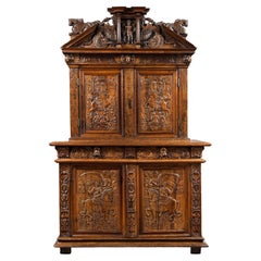 16th Century Cabinet with Knights Carving from Avignon Workshops 'France'
