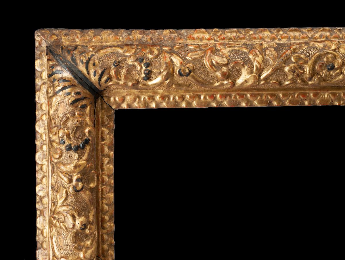 Geschnitzter, vergoldeter und polychromierter Holzrahmen aus dem 16. Jahrhundert im Zustand „Gut“ im Angebot in Brescia, IT