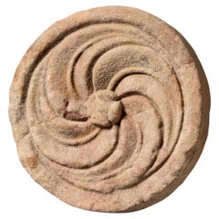 Used 16th Century Carved Red Sandstone Roundel