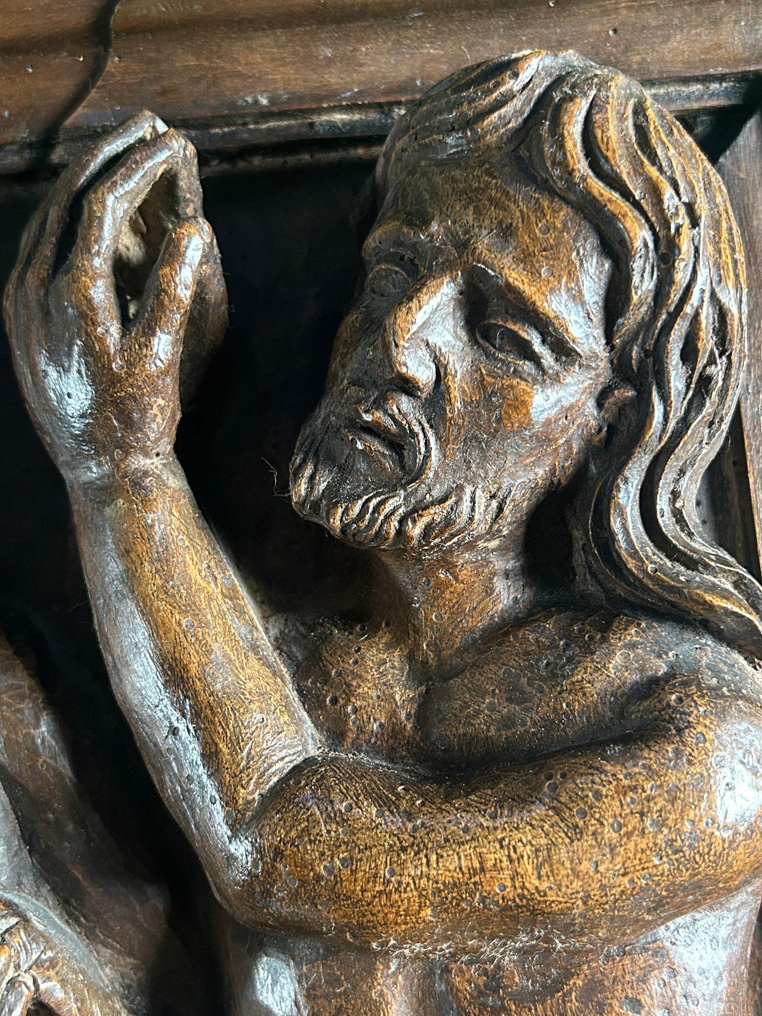 16th Century Carved Religious Panel Sculpture of Poor Souls in Purgatory Hell en vente 4