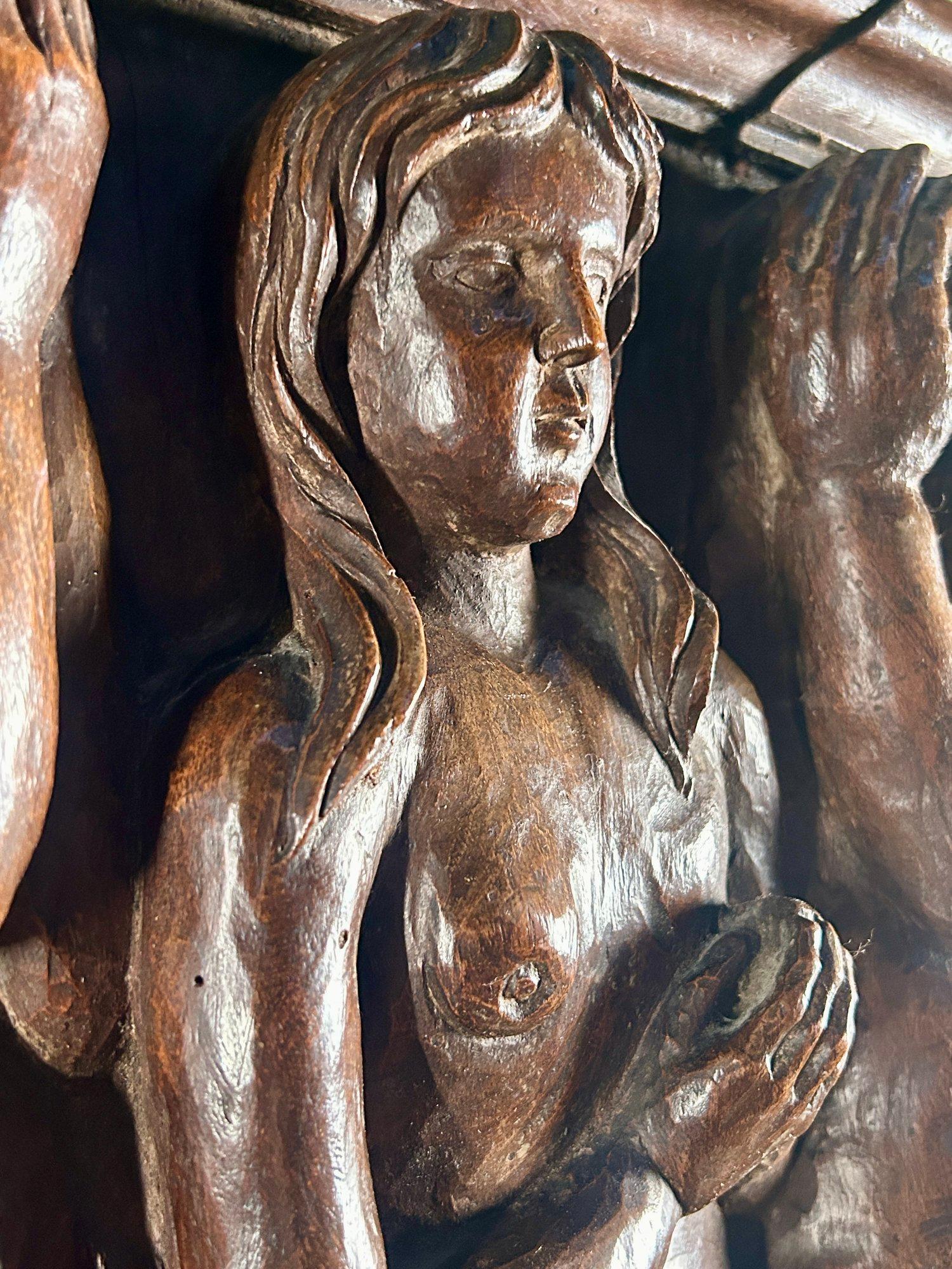 16th Century Carved Religious Panel Sculpture of Poor Souls in Purgatory Hell en vente 6