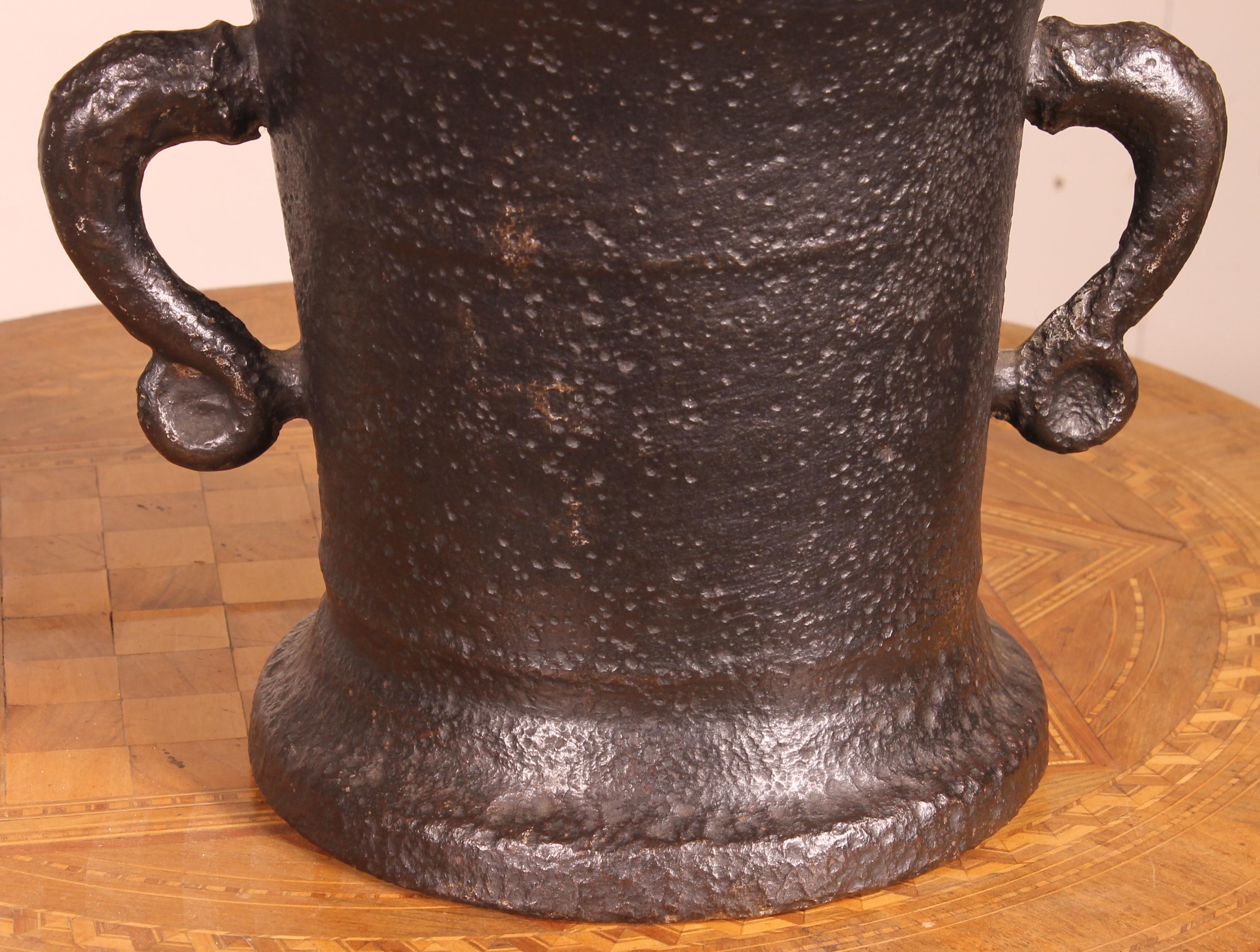 Renaissance 16th Century Cast Iron Mortar For Sale