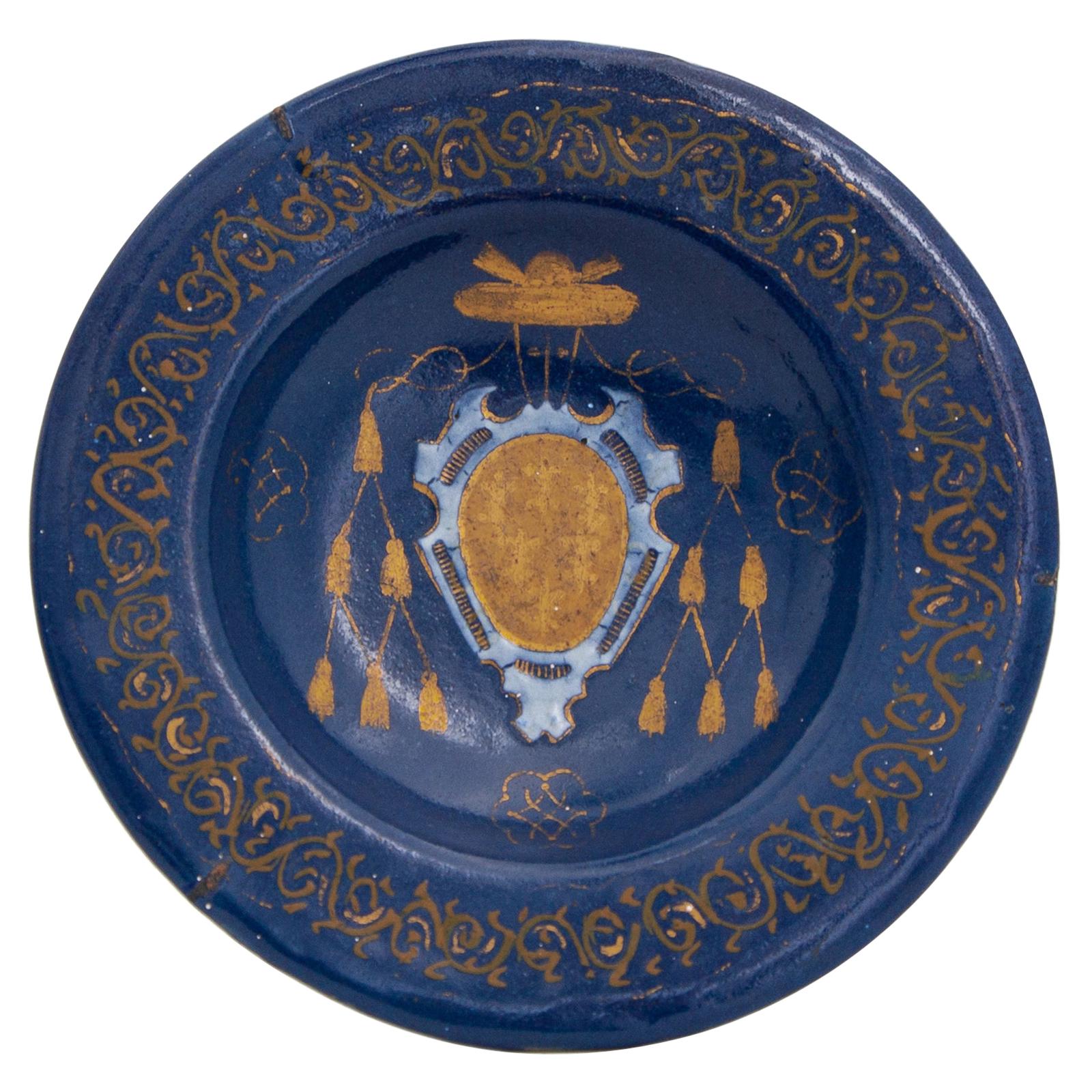 Piatto in maiolica Farnese alla turchina Castelli del XVI secolo