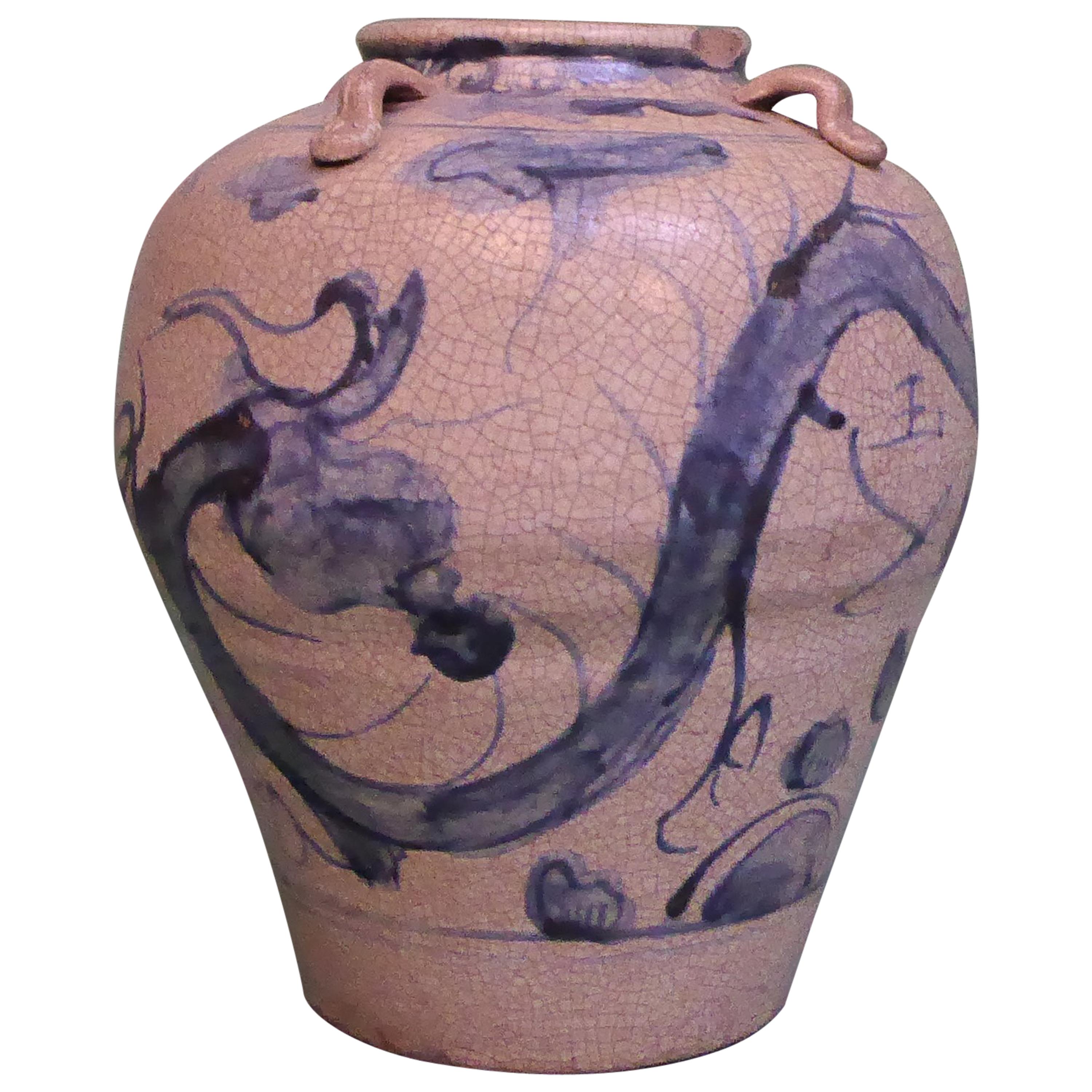 16th Century Early Oriental Blue and Gray Vase For Sale