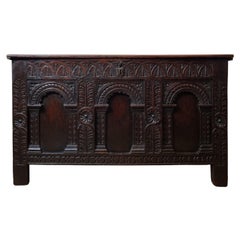 16th Century Elizabethan Carved Oak Chest 