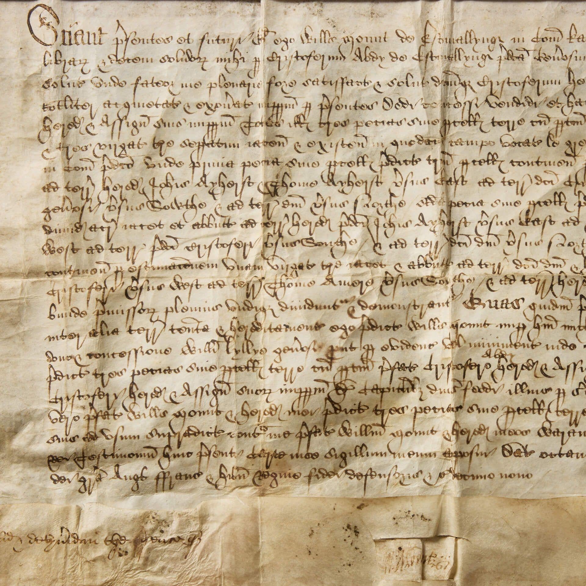 16. Jahrhundert Elizabethan Gerahmte Verkaufsurkunde (Elisabethanisch) im Angebot