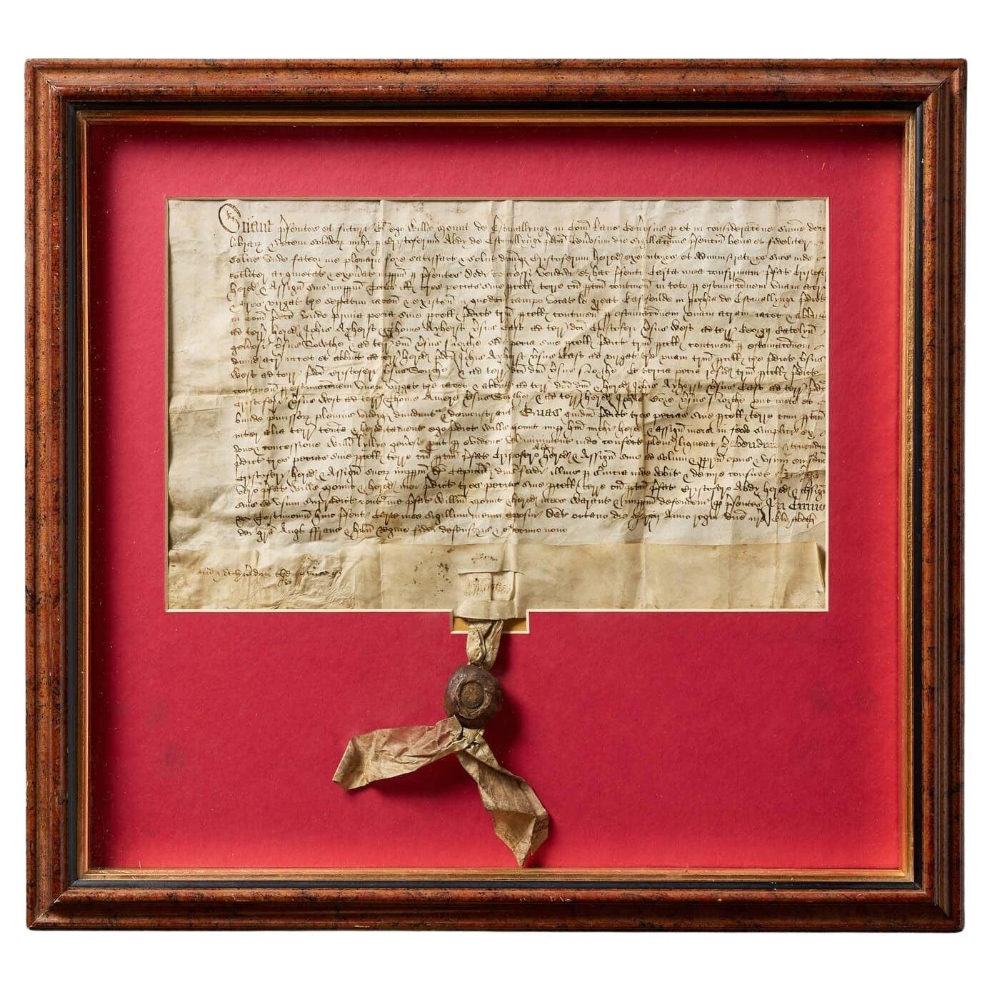 16. Jahrhundert Elizabethan Gerahmte Verkaufsurkunde