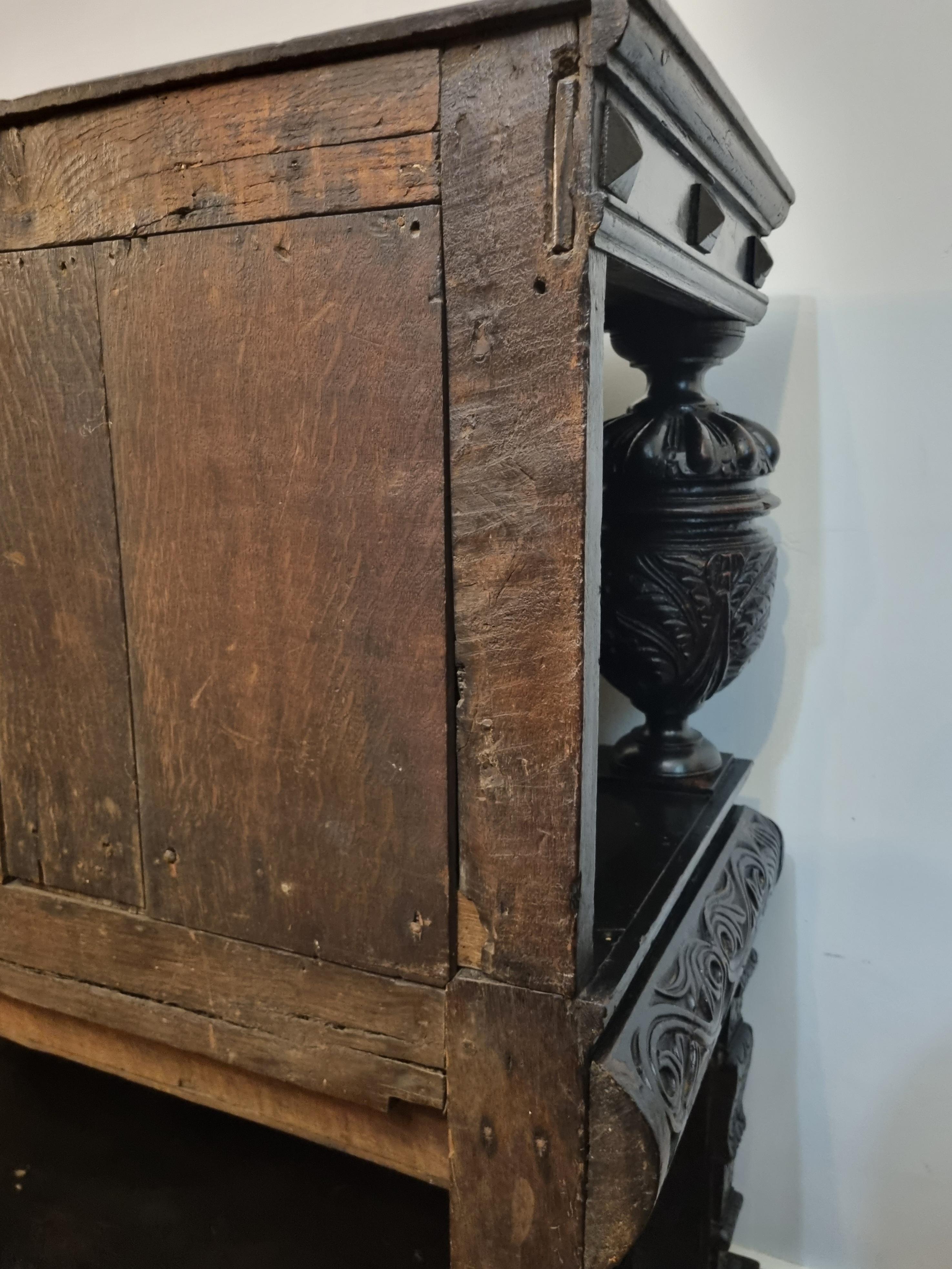 16th Century Elizabethan Inlaid Oak Livery Cupboard For Sale 5