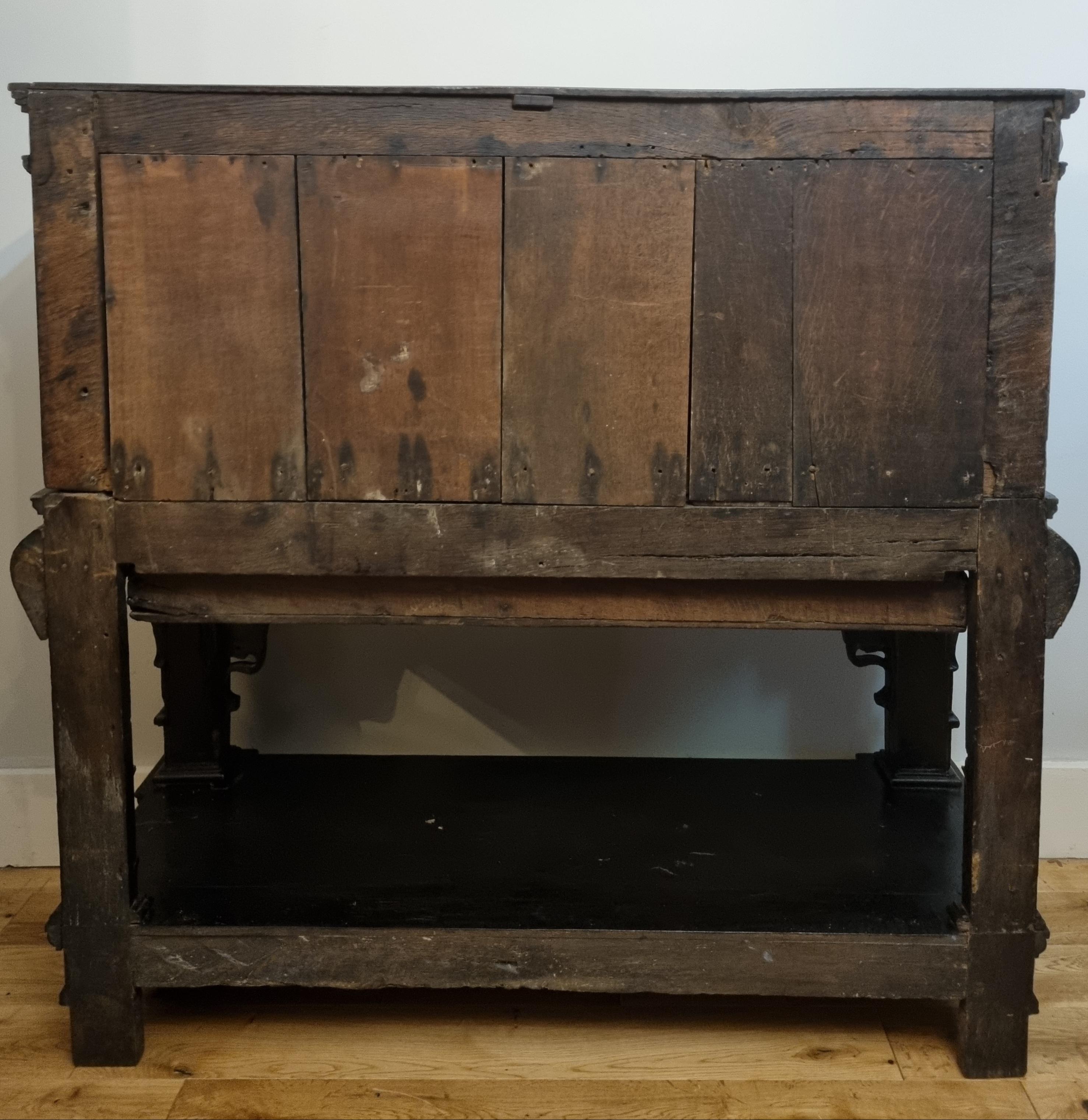16th Century Elizabethan Inlaid Oak Livery Cupboard For Sale 6
