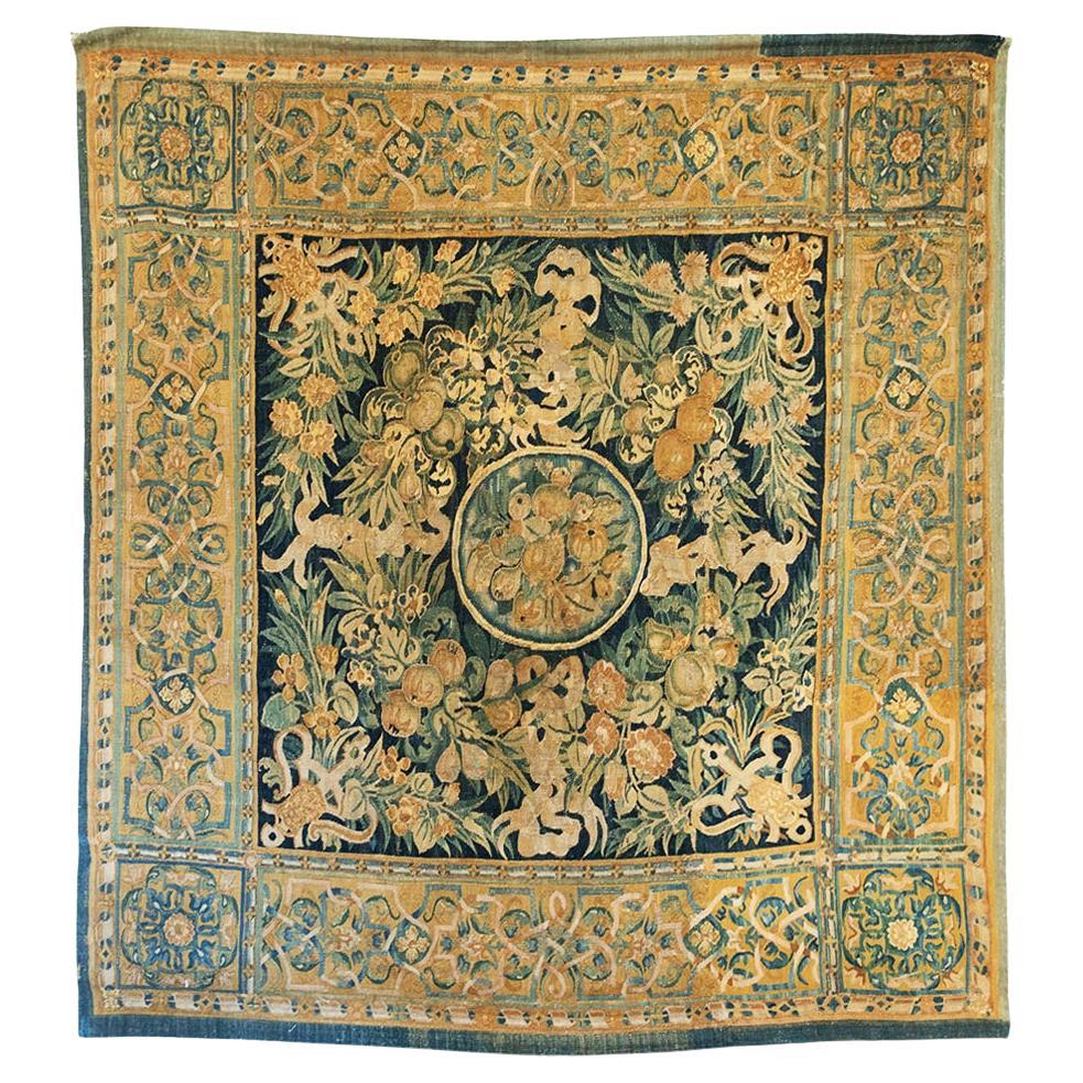 Tapisserie hollandaise en laine et soie Flora Fauna du 16ème siècle