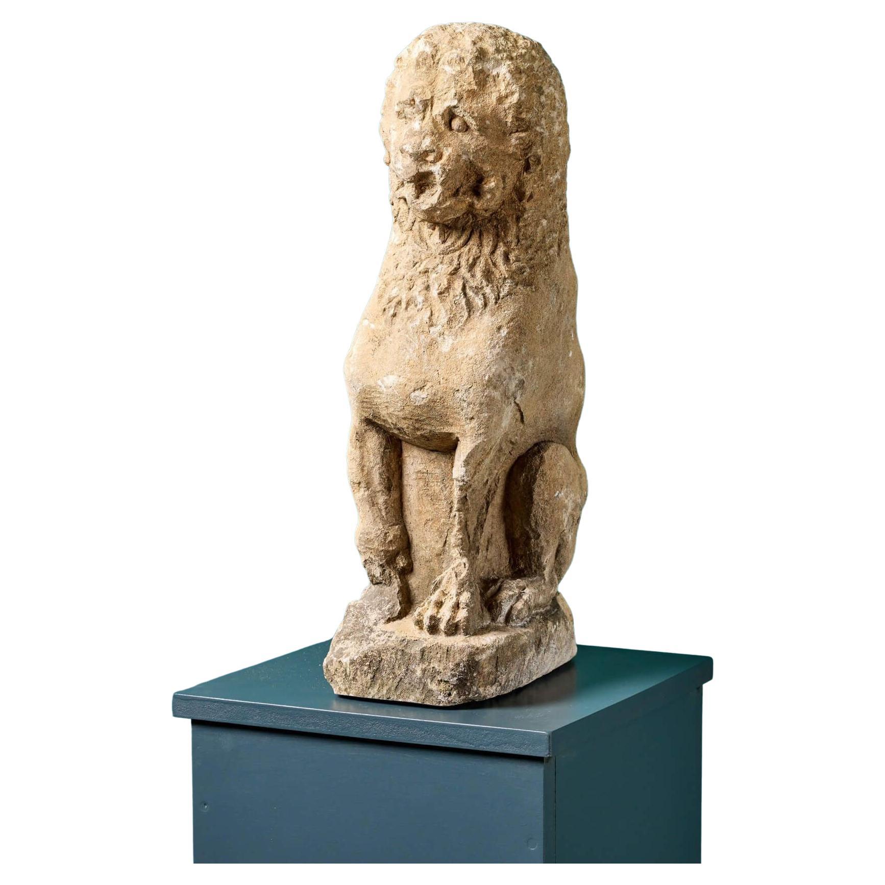 16th Century English Carved Limestone Lion Statue For Sale