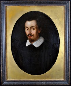 Antique Portrait of a Gentleman - Old Master Oil on Panel Painting - Shakespeare