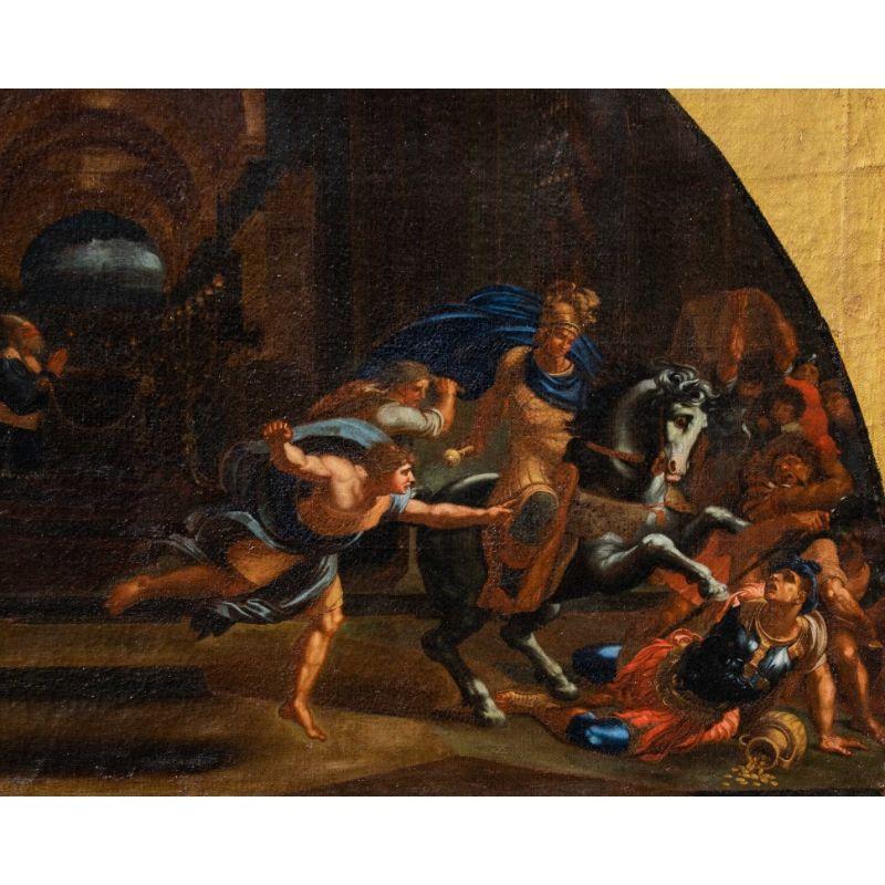 16th Century Expulsion of Heliodorus from the Temple Painting Oil on Canvas 4