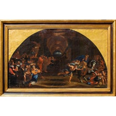 16th Century Expulsion of Heliodorus from the Temple Painting Oil on Canvas