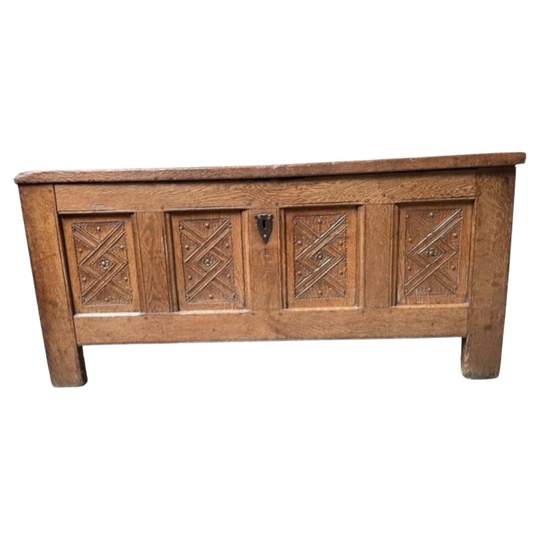 16th Century Flemish Gothic Oak Coffer For Sale