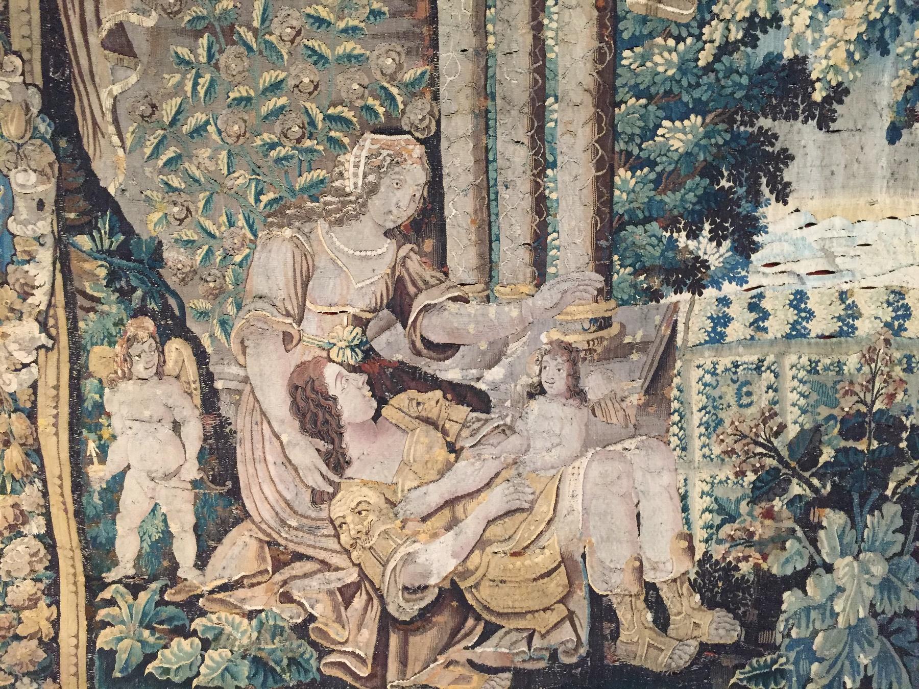 Renaissance 16th Century, Flemish Storied Wood Tapestry For Sale