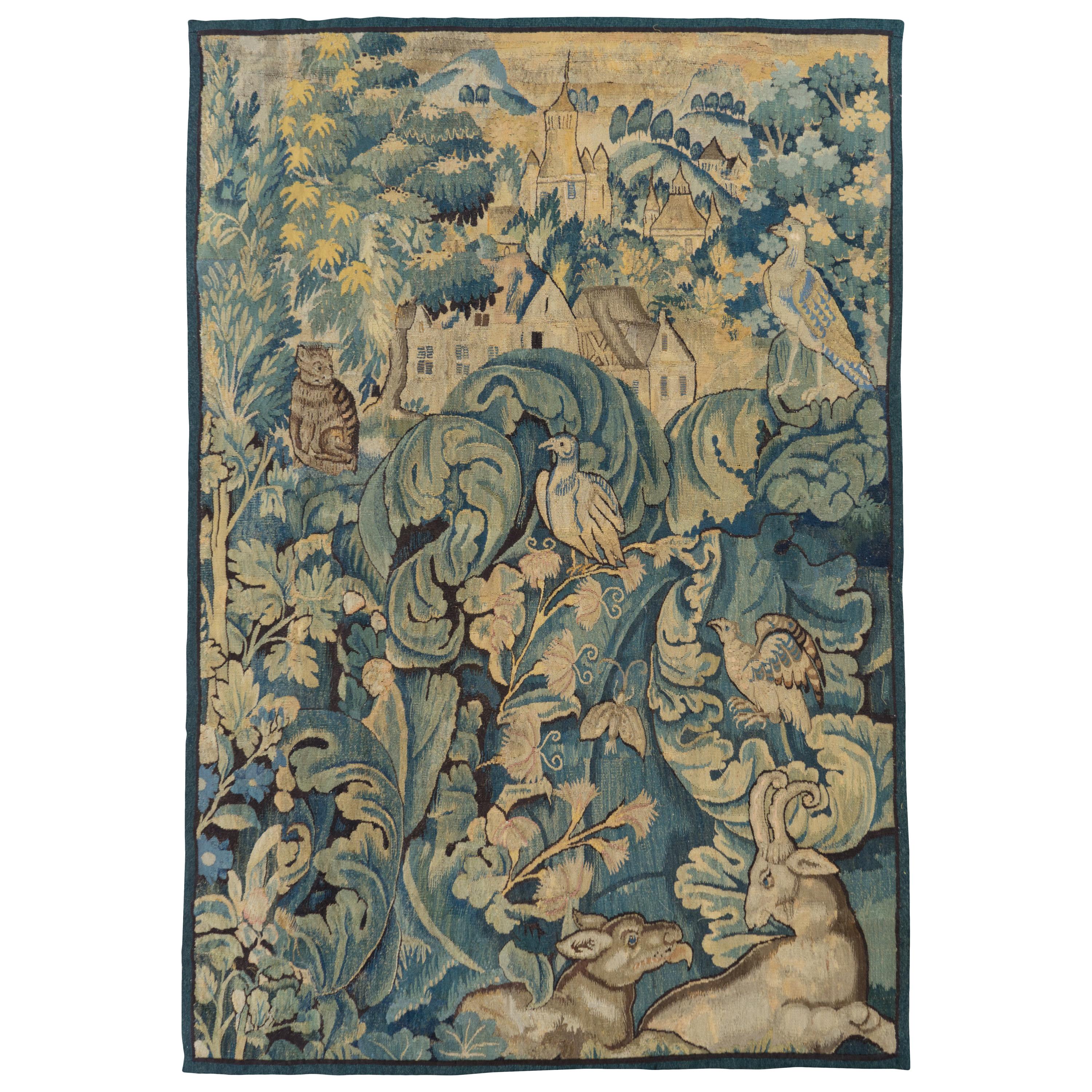 Antique 16th Century Flemish Verdure Feuilles de Choux Tapestry