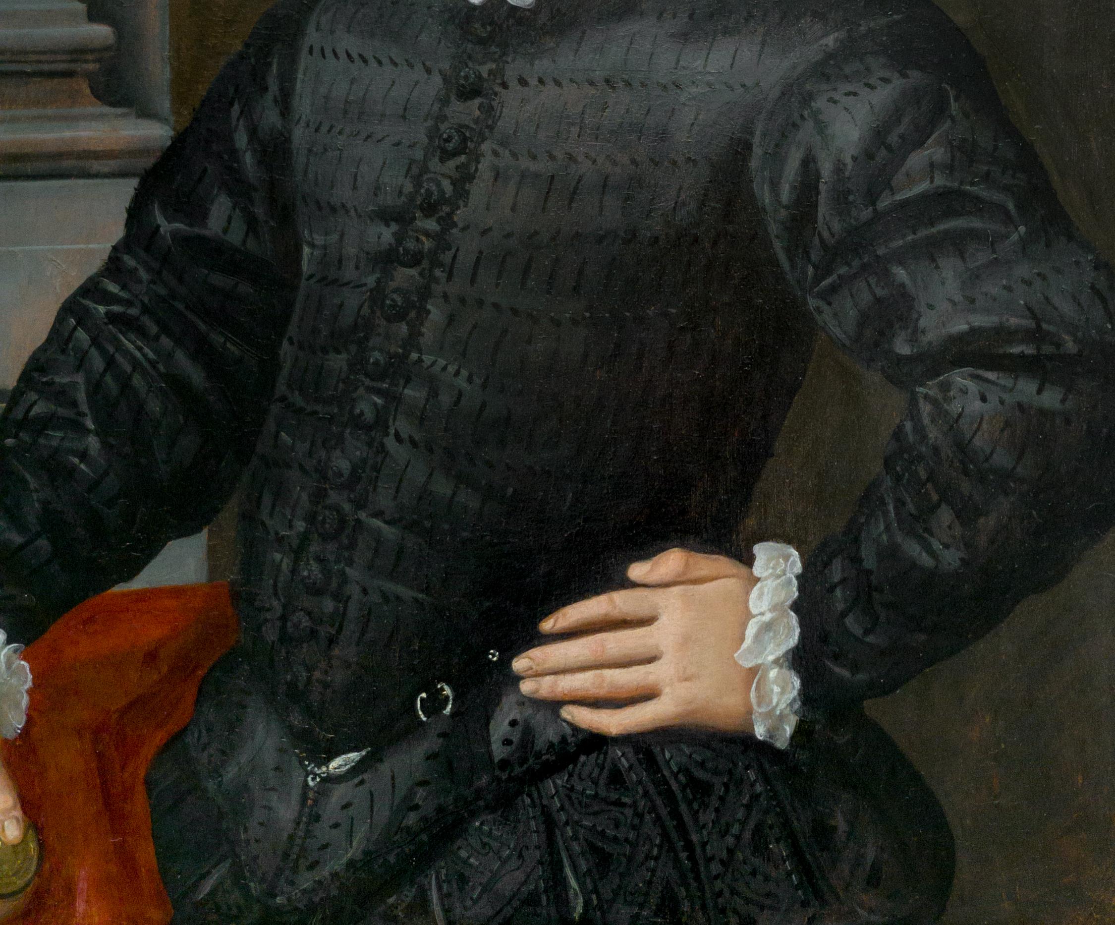 Portrait of a Gentleman in a Black Doublet Holding a Medallion c.1575/80 1