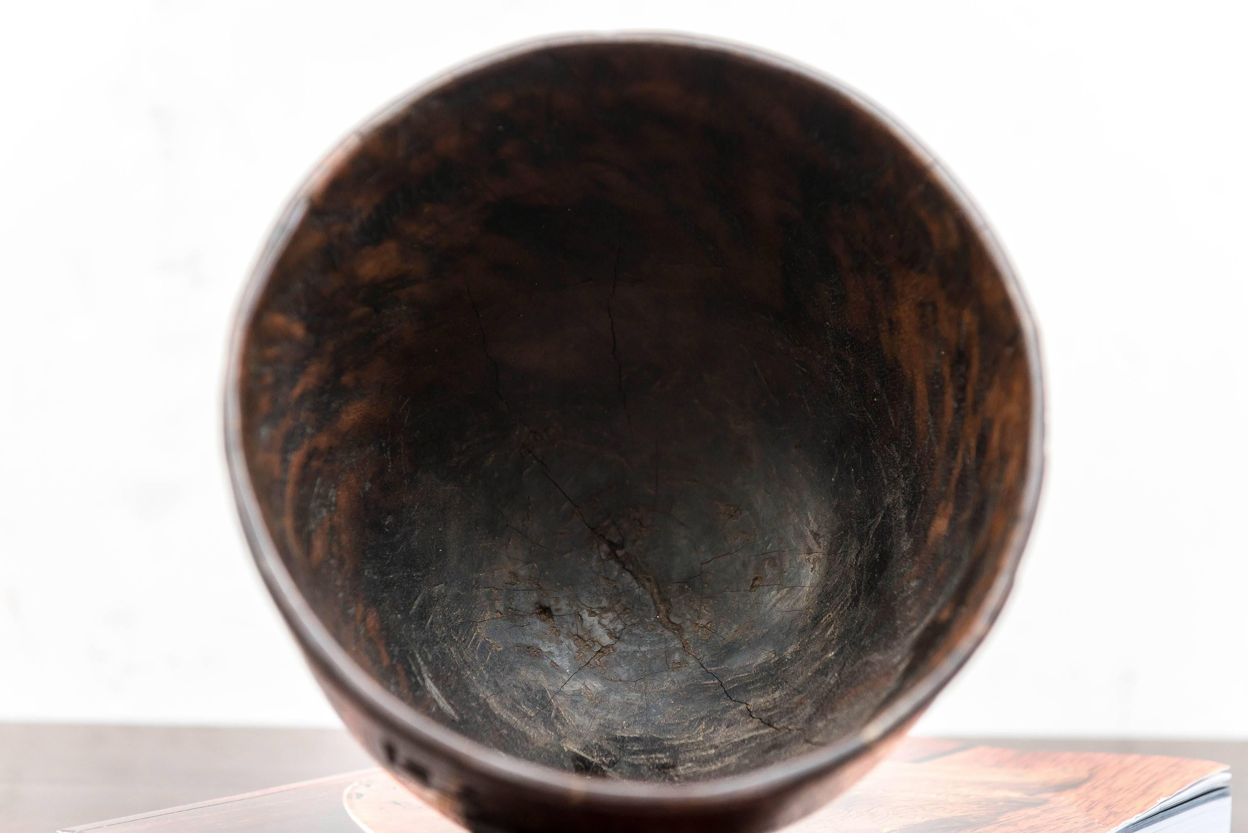 18th Century and Earlier 16th Century Footed Wood Bowl Dated 1534, a Wassail Bowl, English Treenware