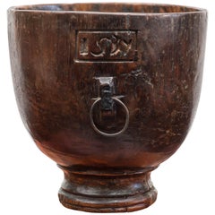 16th Century Footed Wood Bowl Dated 1534, a Wassail Bowl, English Treenware
