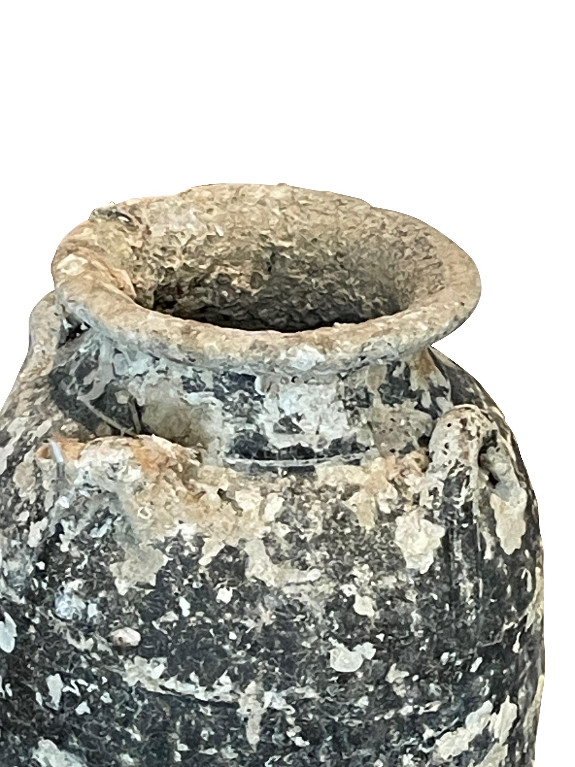 16th century Thailand Sawankhalok ceramic vase from the old city of Sawankhalok known for its pottery.
Beautiful and abundant fossil growth from being submerged under water.
Natural original patina.
Six Available
Part of a very large collection of