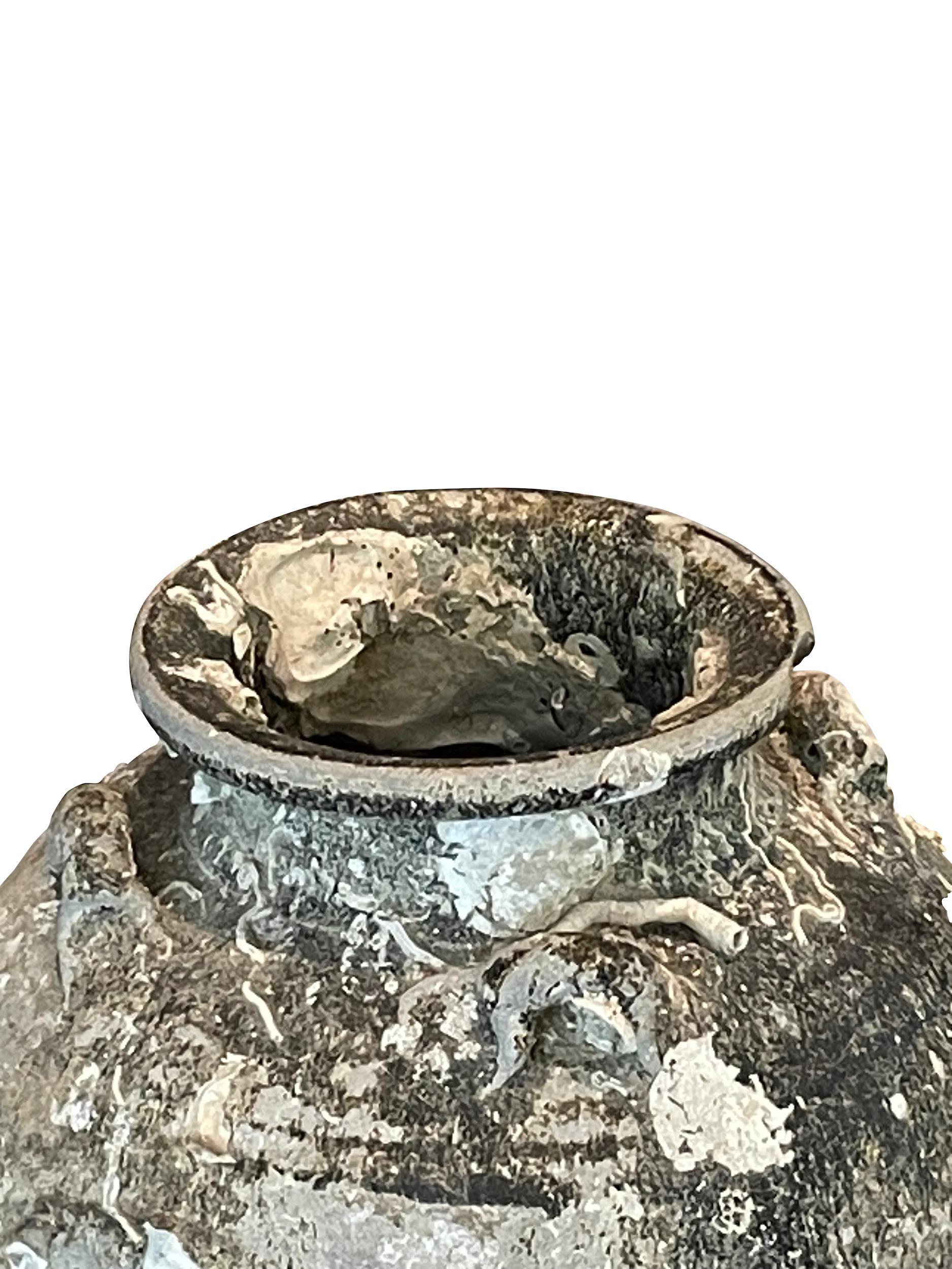 16th Century Fossil Embedded Shipwreck Vase, Sawankhalok, Thailand In Good Condition For Sale In New York, NY