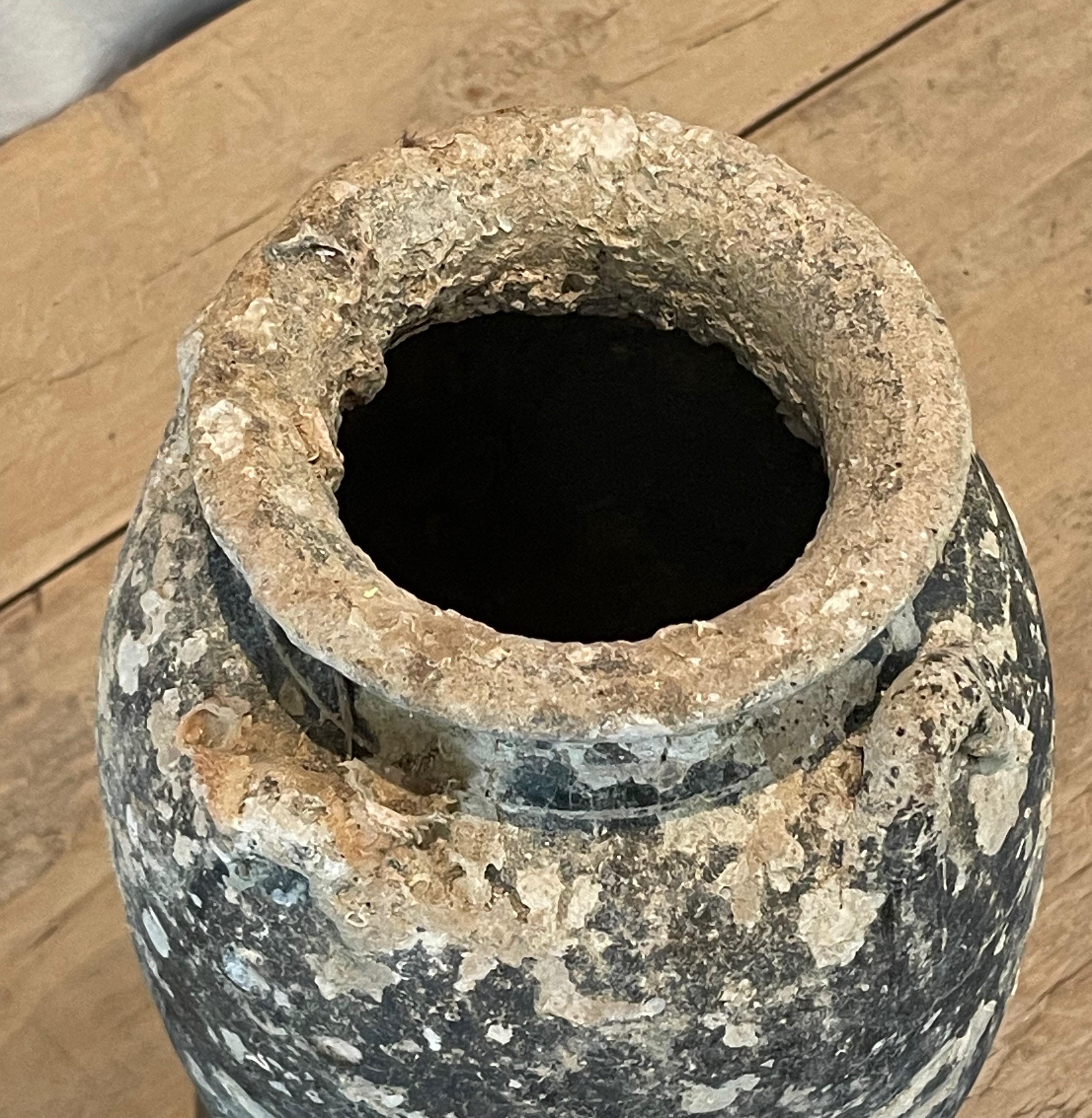 Ceramic 16th Century Fossil Embedded Shipwreck Vase, Sawankhalok, Thailand For Sale
